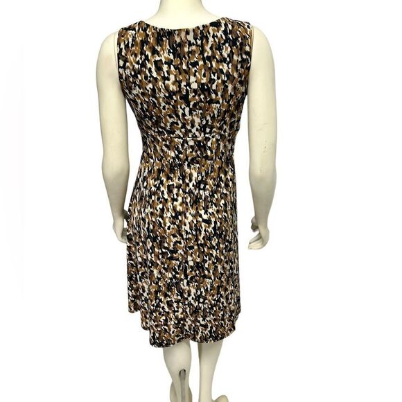 Perceptions New York Sleeveless Knee Length Flowy A-Line Dress Neutral Brown - Picture 4 of 7